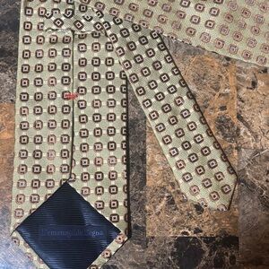 Ermenegildo Zegna Gold and Brown Geometric Silk Tie